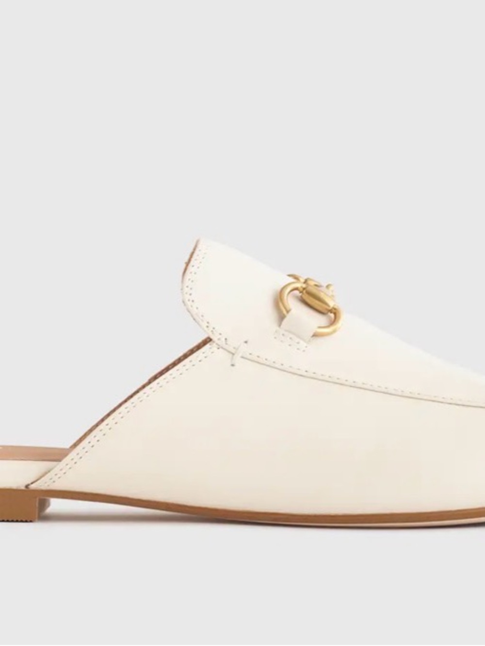 Women’s Quince Italian leather horsebit loafer mule/Bone Size 9.5